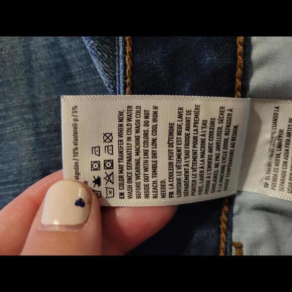 American Eagle Outfitters size 4 long blue distressed super hi-rise jegging - Picture 5 of 5